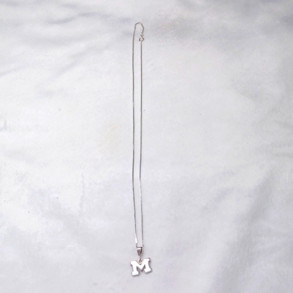 Sterling Silver 925 Sepertine  Box ChainW/  M / Charm Necklace 19 Long 3.1Grams - Picture 9 of 10